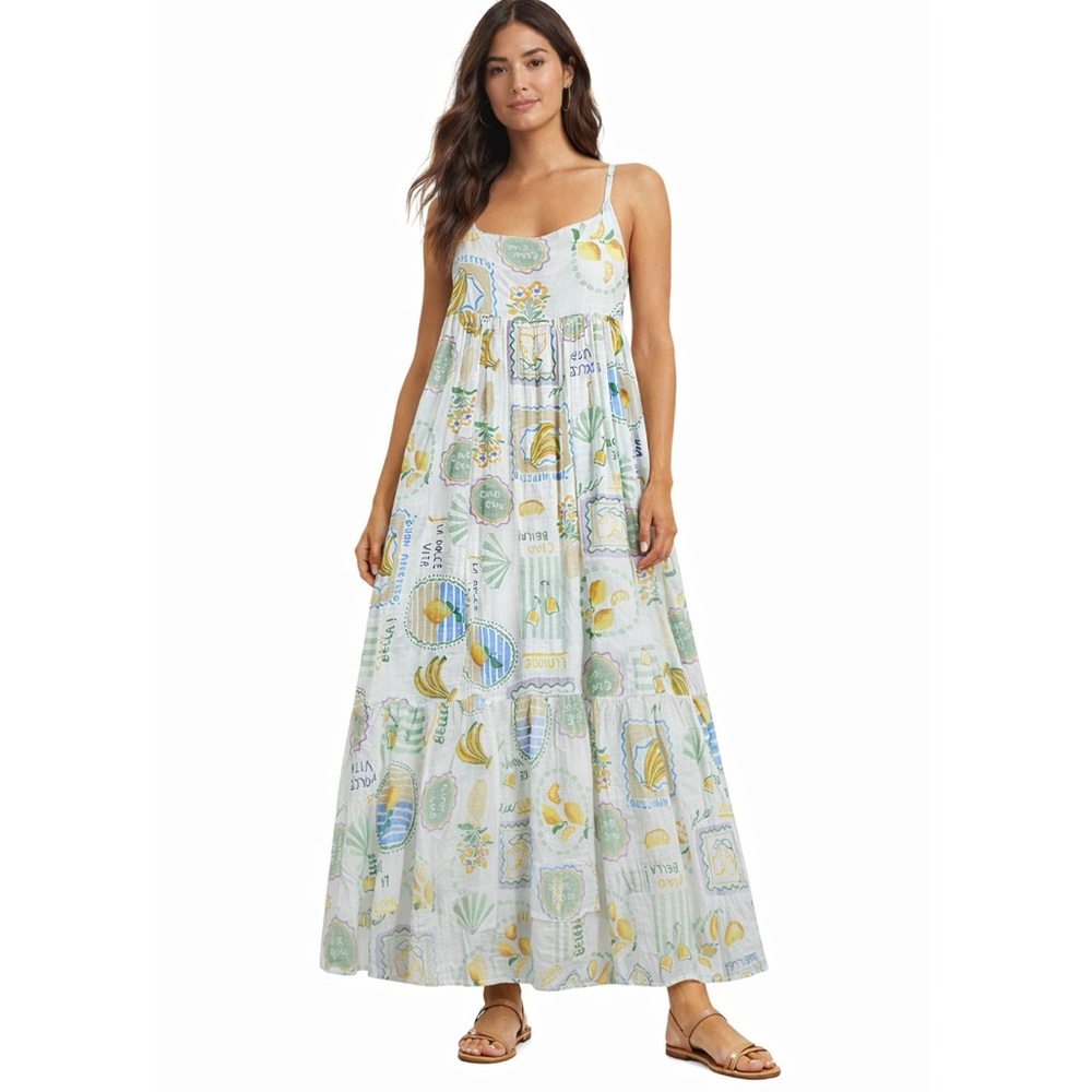 Paper Heart Anthropologie Italian La Dolce Vita linen blend maxi sundress XL